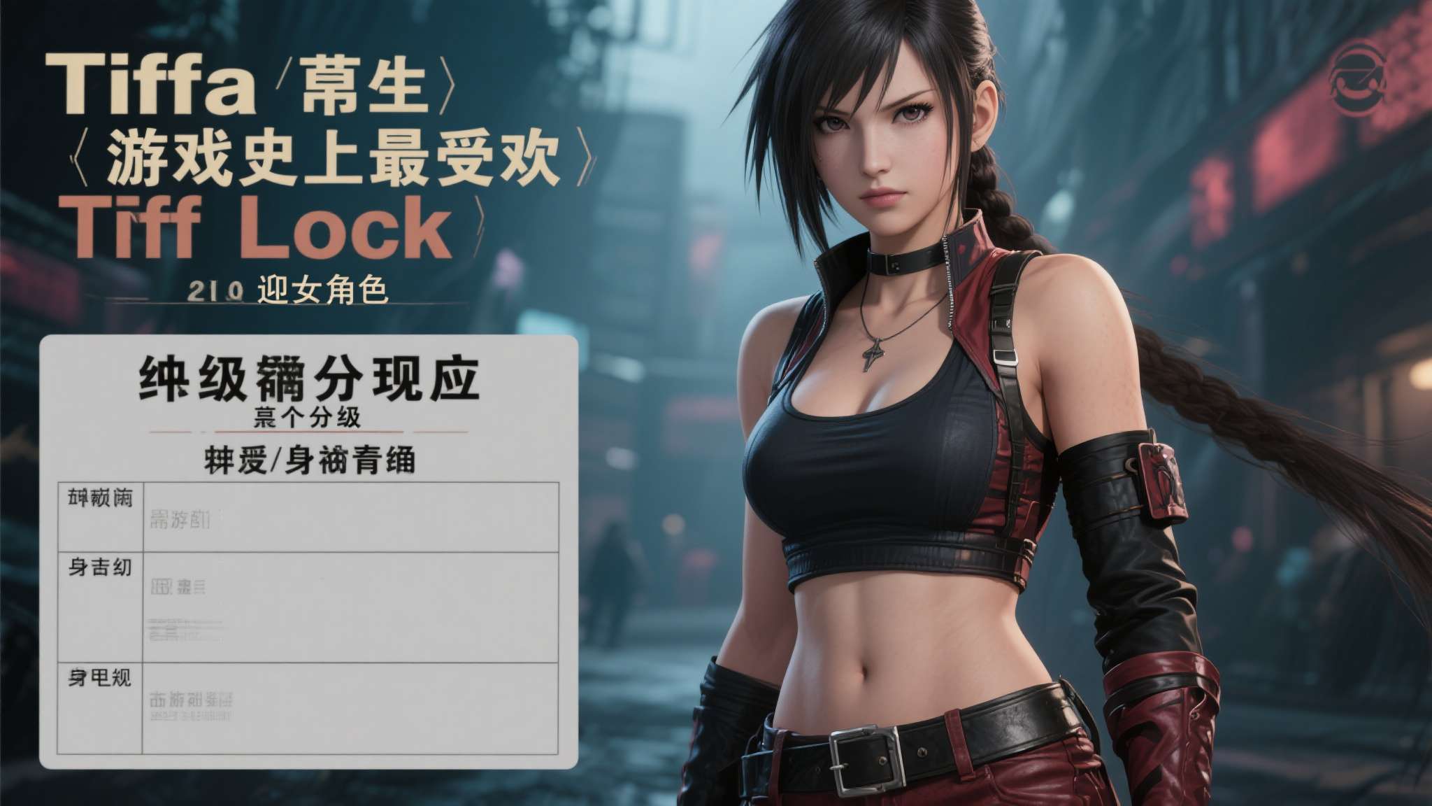 要知道，游戏中的女主角蒂法（Tifa&nbsp;Lockhart）以其极具视觉冲击力的外形